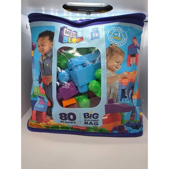 Mega Bloks 80 Piece Big Building Bag Set For Ages 1 Year & Up - Picture 1 of 10